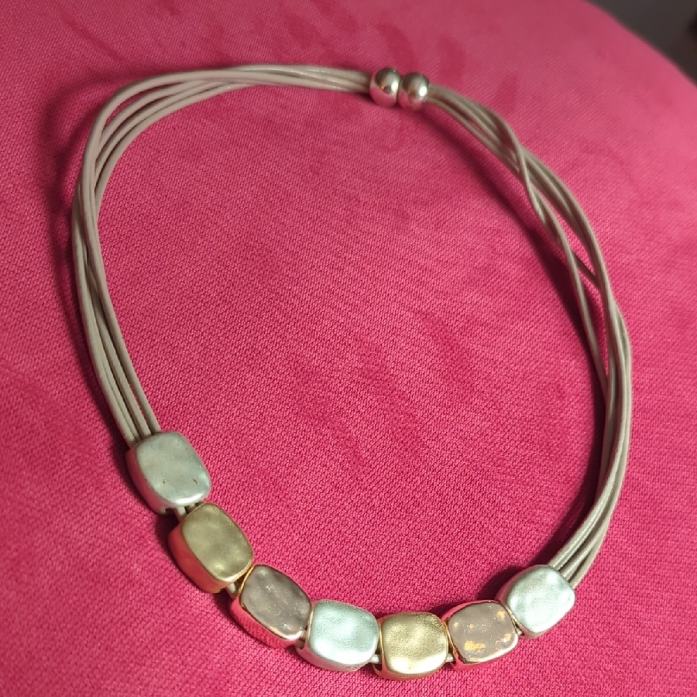 Elegant Multi-Strand Necklace with Gold and Silver Accents